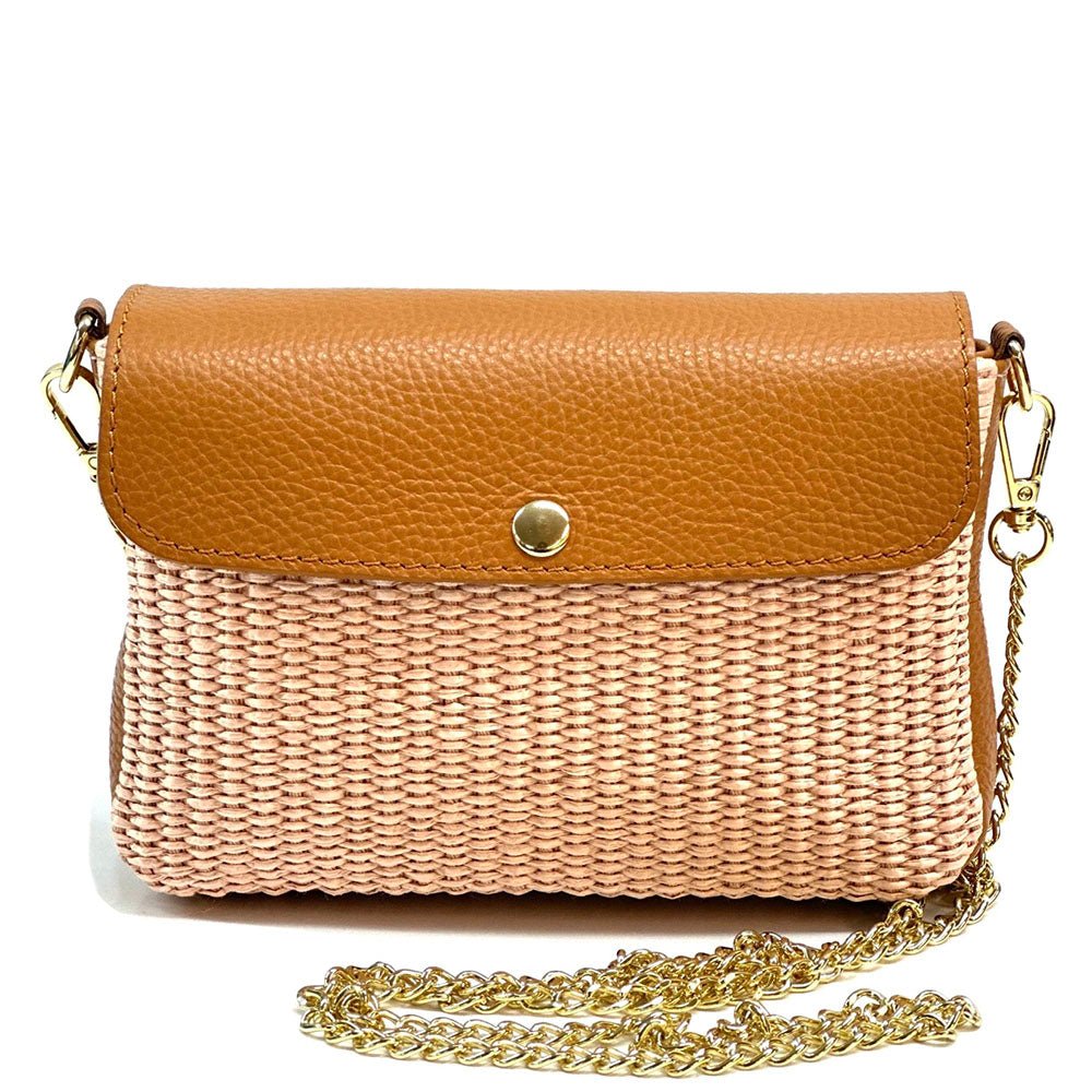 Solea Straw and Leather Clutch & Crossbody Bag - Leather Italiano