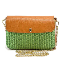 Solea Straw and Leather Clutch & Crossbody Bag - Leather Italiano