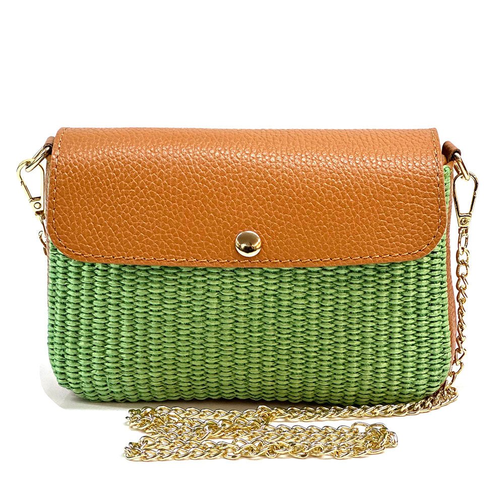 Solea Straw and Leather Clutch & Crossbody Bag - Leather Italiano