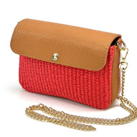 Solea Straw and Leather Clutch & Crossbody Bag - Leather Italiano