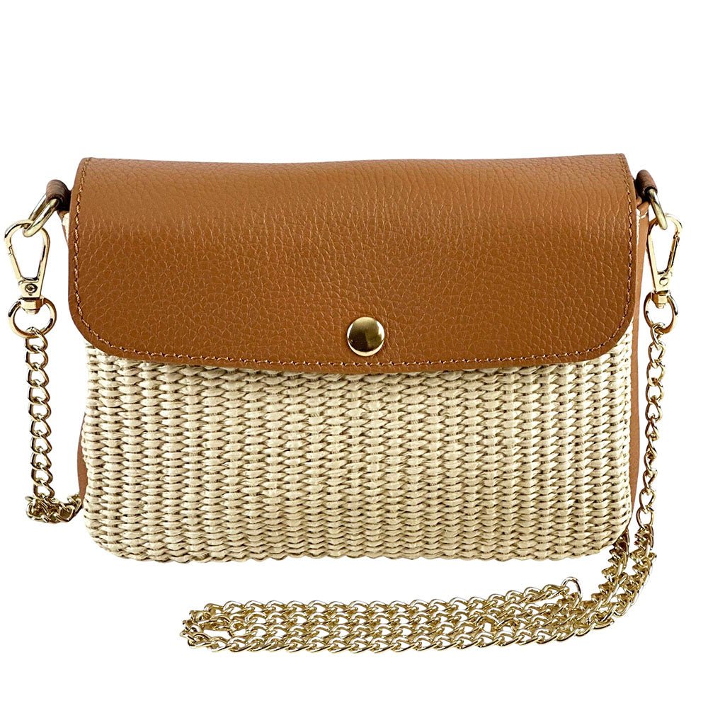 Solea Straw and Leather Clutch & Crossbody Bag - Leather Italiano