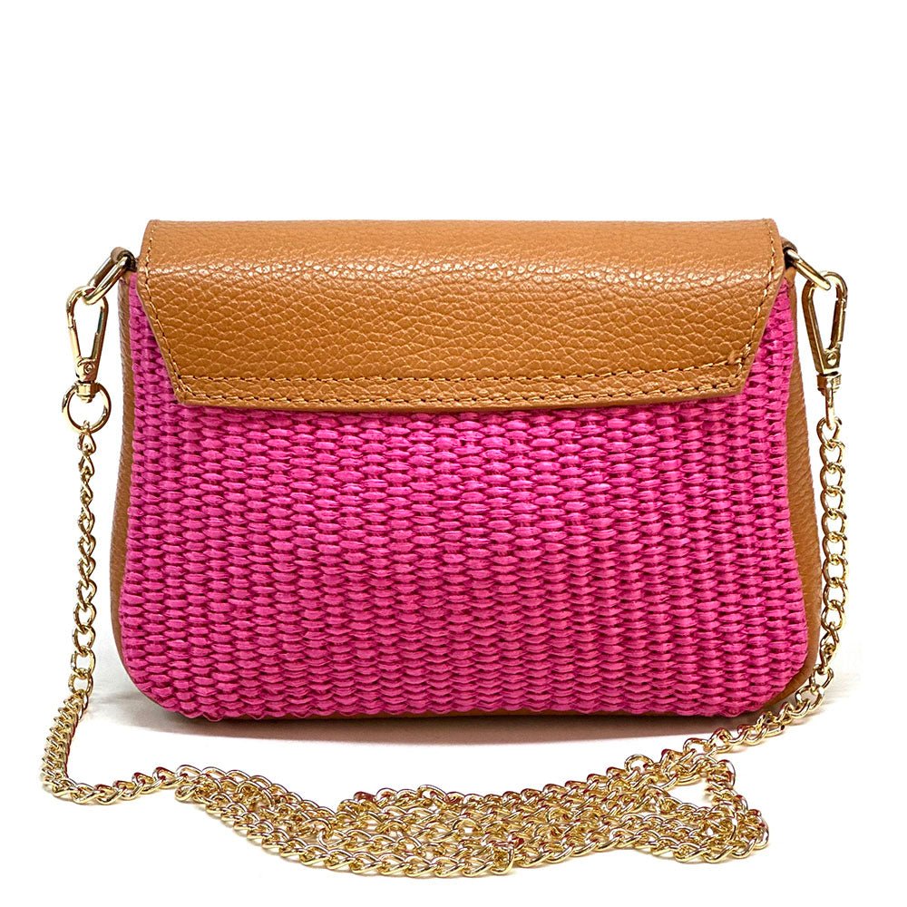 Solea Straw and Leather Clutch & Crossbody Bag - Leather Italiano