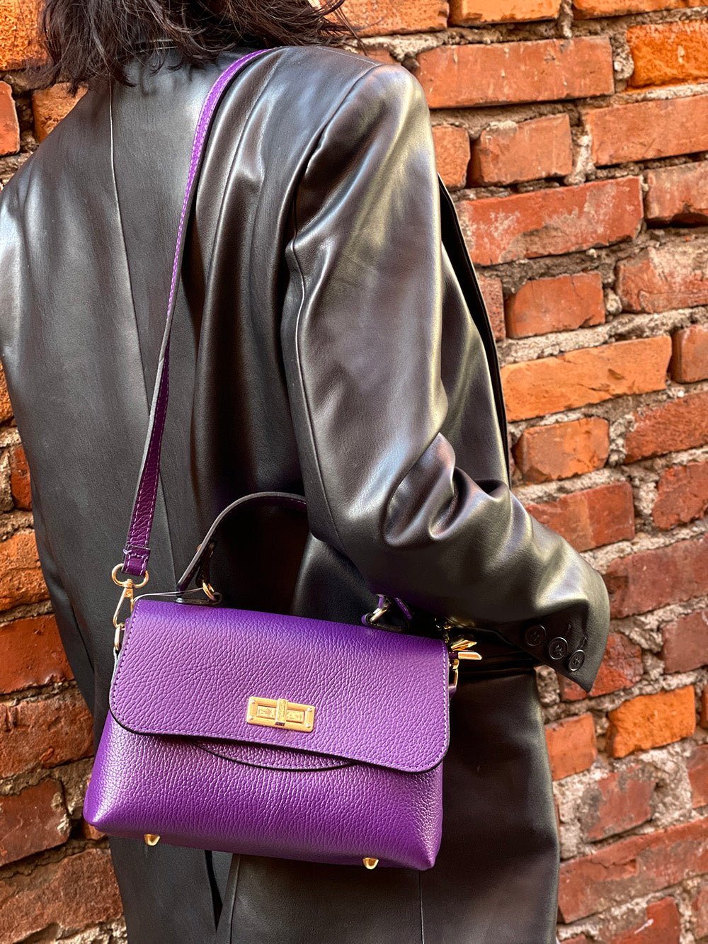 Structured Leather Top Handle Bag - Eleganza - Leather Italiano