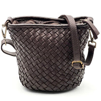 Terenzia Cow Leather Woven Bucket Crossbody Bag - Leather Italiano