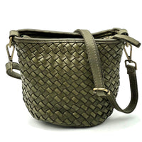 Terenzia Cow Leather Woven Bucket Crossbody Bag - Leather Italiano