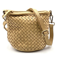 Terenzia Cow Leather Woven Bucket Crossbody Bag - Leather Italiano