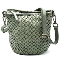 Terenzia Cow Leather Woven Bucket Crossbody Bag - Leather Italiano
