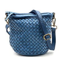 Terenzia Cow Leather Woven Bucket Crossbody Bag - Leather Italiano