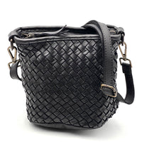 Terenzia woven Italian cow leather bucket crossbody bag