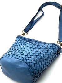 Terenzia Cow Leather Woven Bucket Crossbody Bag - Leather Italiano