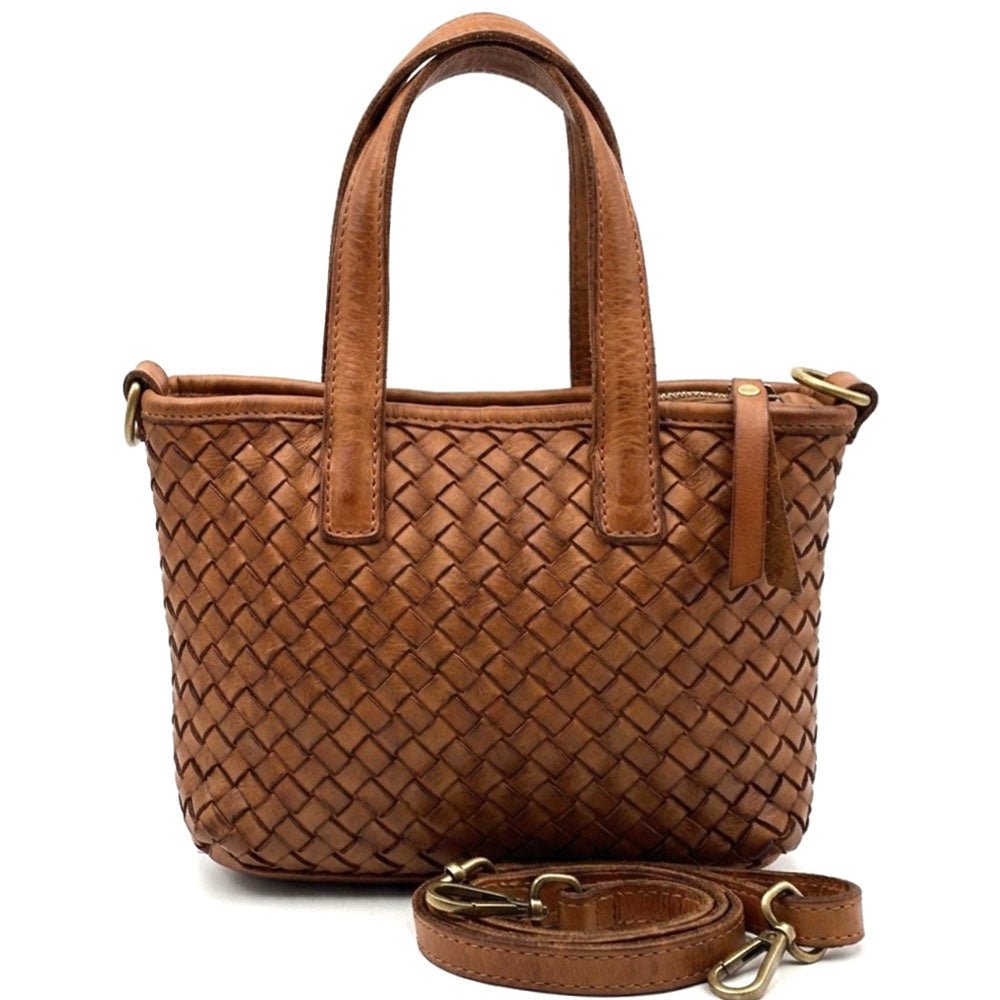 Tessia Woven Italian Leather Crossbody Tote - Leather Italiano
