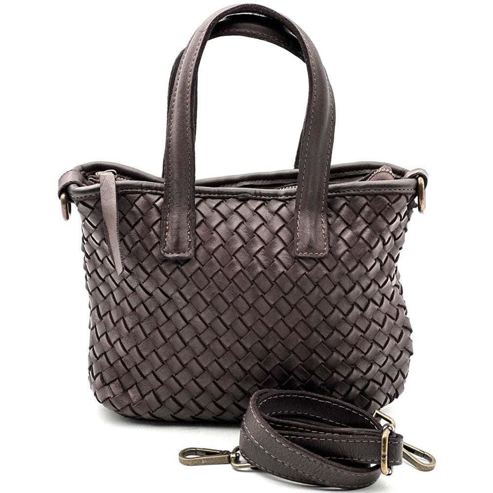 Tessia Woven Italian Leather Crossbody Tote - Leather Italiano