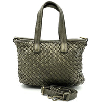Tessia Woven Italian Leather Crossbody Tote - Leather Italiano