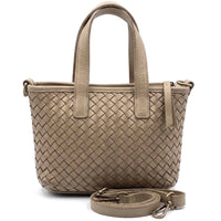 Tessia Woven Italian Leather Crossbody Tote - Leather Italiano