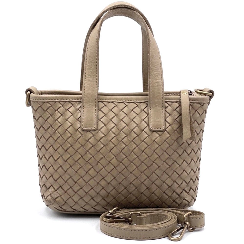 Tessia Woven Italian Leather Crossbody Tote - Leather Italiano