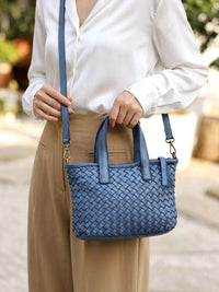Tessia Woven Italian Leather Crossbody Tote - Leather Italiano