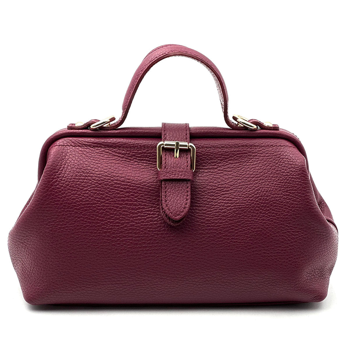Valeria Italian Leather Doctor Frame Top Handle Bag - Leather Italiano