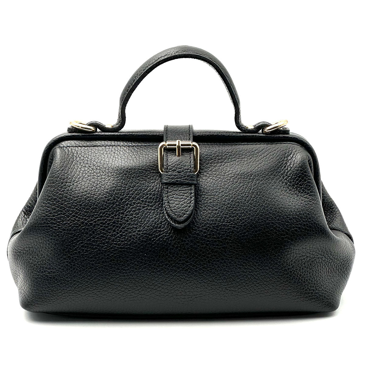 Valeria Italian Leather Doctor Frame Top Handle Bag - Leather Italiano