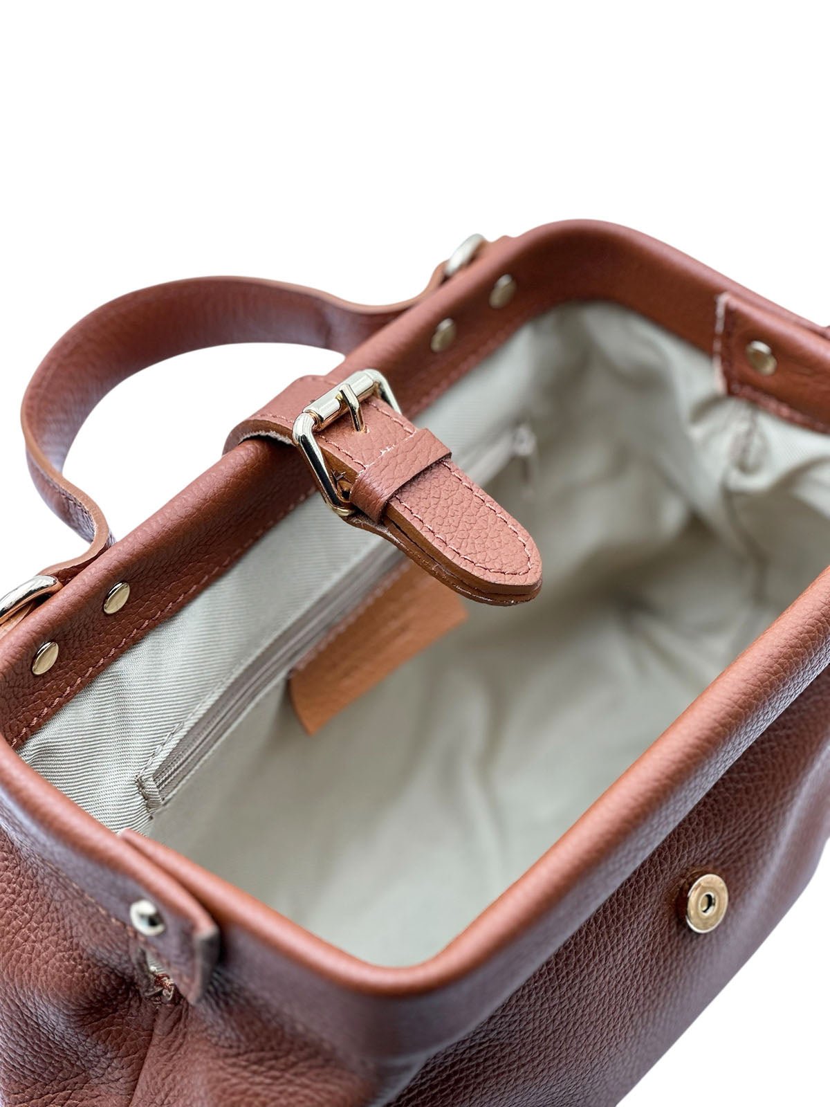Valeria Italian Leather Doctor Frame Top Handle Bag - Leather Italiano