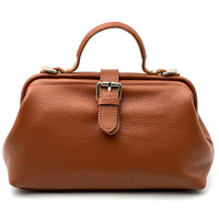 Valeria Italian Leather Doctor Frame Top Handle Bag - Leather Italiano