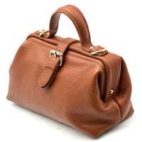 Valeria Italian Leather Doctor Frame Top Handle Bag - Leather Italiano