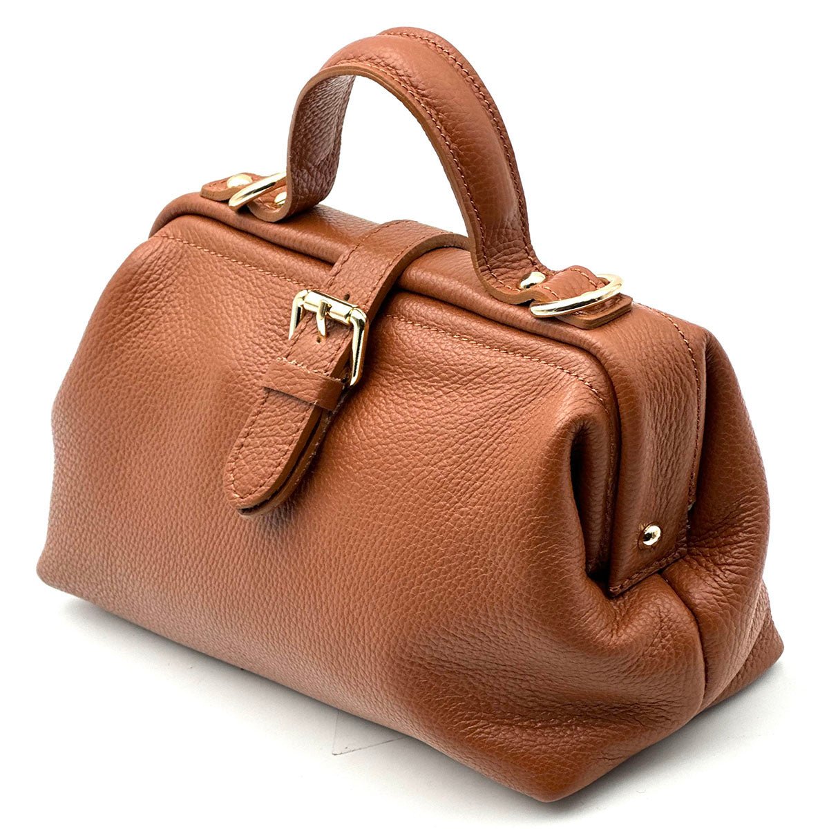 Valeria Italian Leather Doctor Frame Top Handle Bag - Leather Italiano