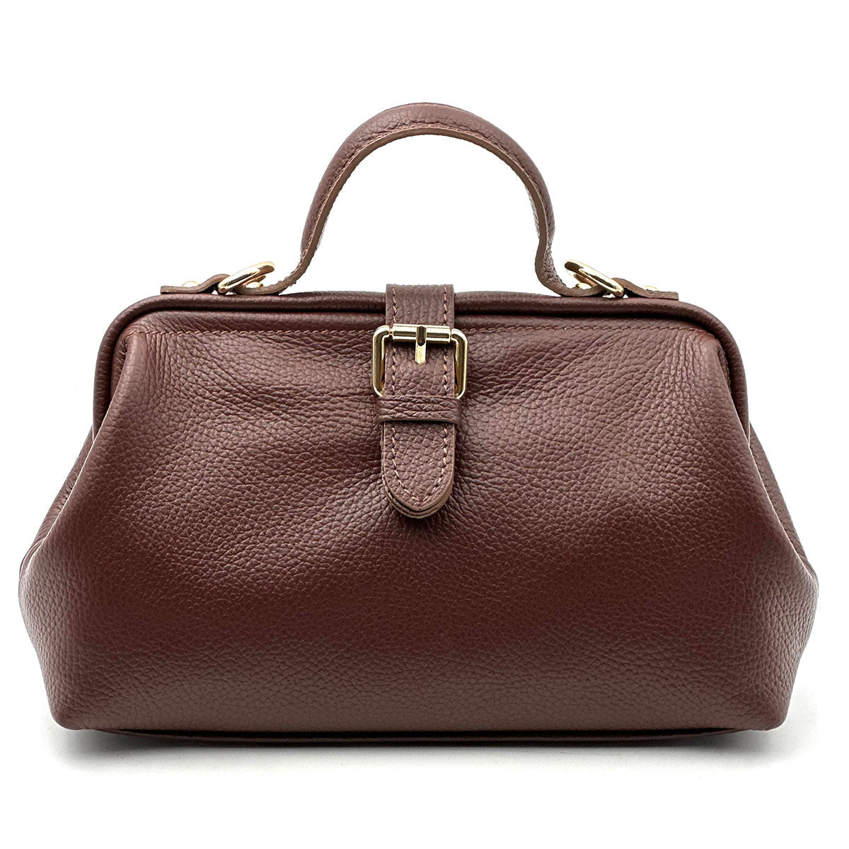 Valeria Italian Leather Doctor Frame Top Handle Bag - Leather Italiano