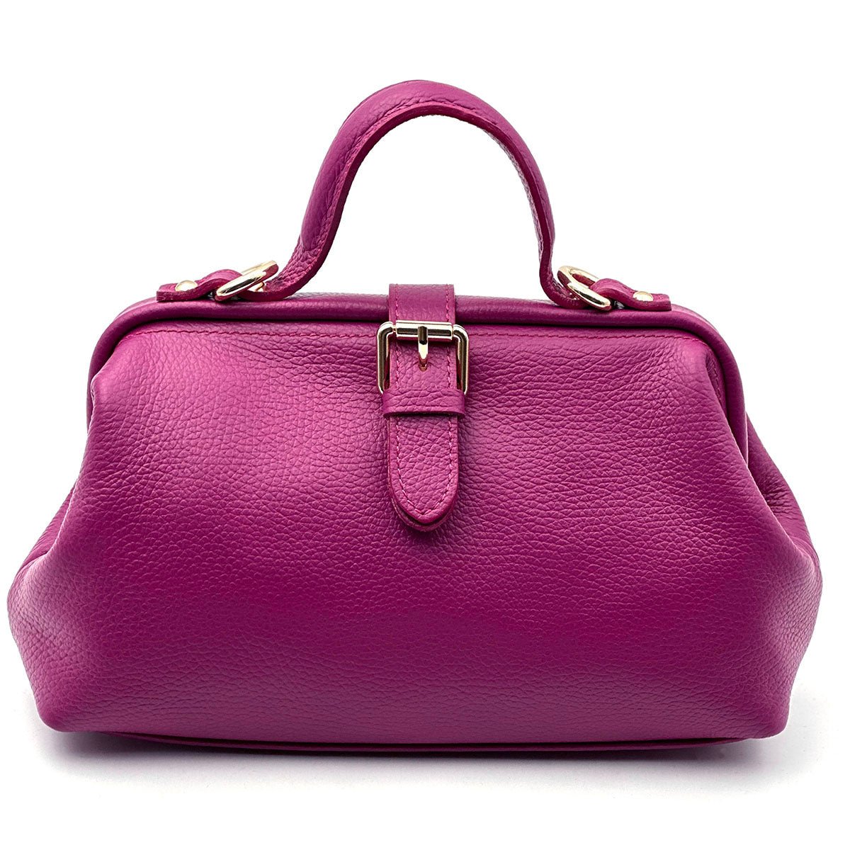 Valeria Italian Leather Doctor Frame Top Handle Bag - Leather Italiano
