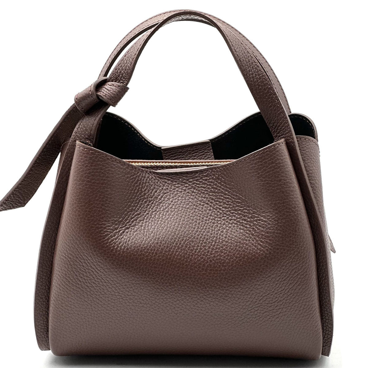 Vanessa Italian Leather Structured Handbag - Leather Italiano