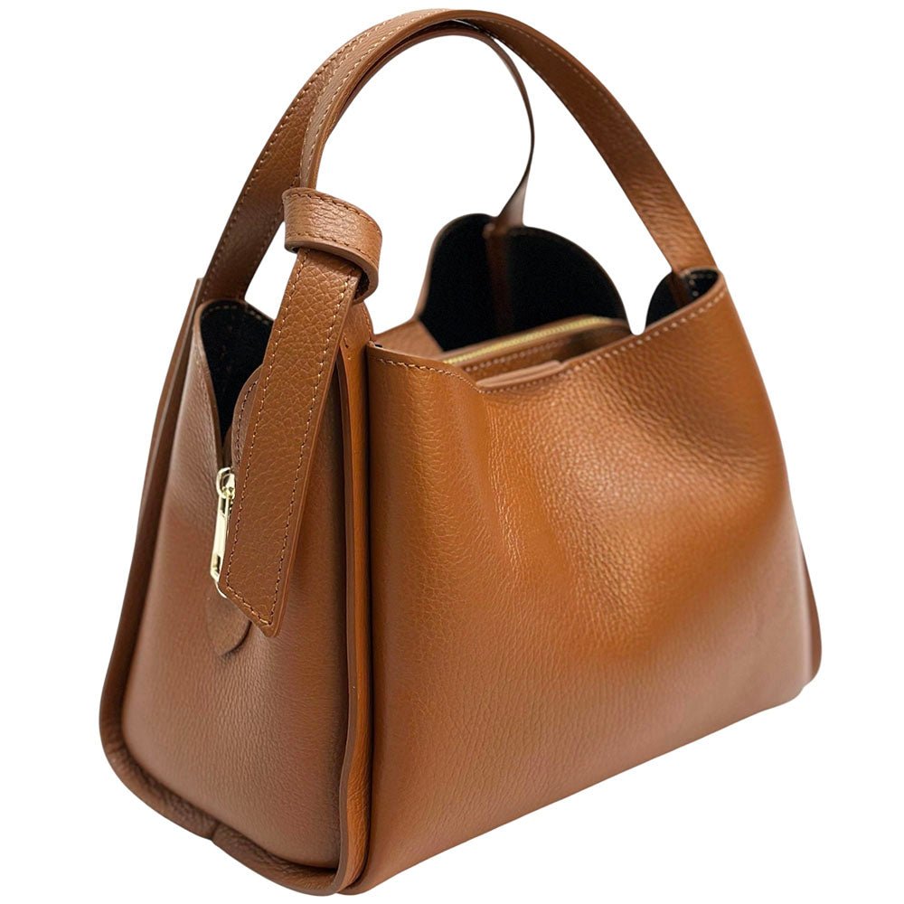 Vanessa Italian Leather Structured Handbag - Leather Italiano