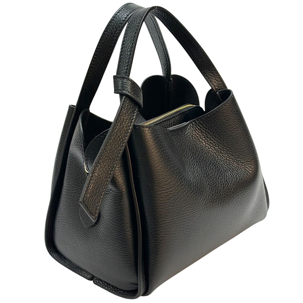 Vanessa Italian Leather Structured Handbag - Leather Italiano