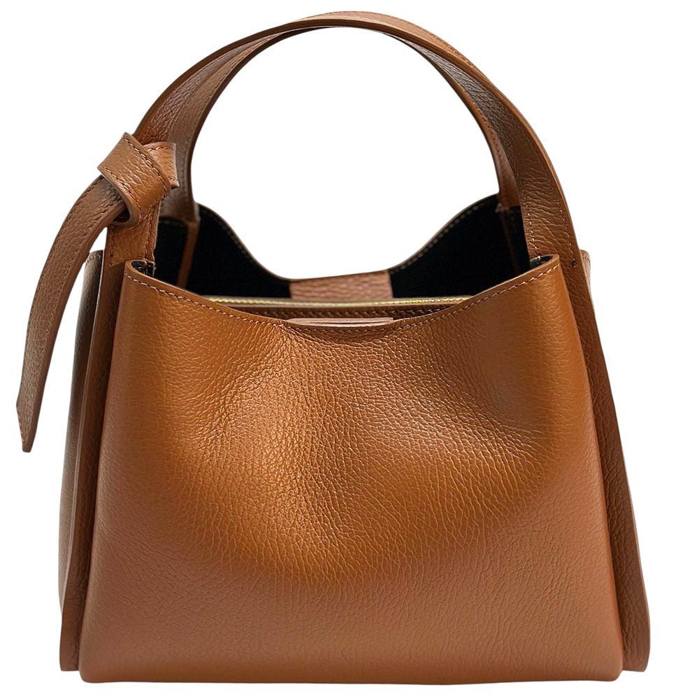 Vanessa Italian Leather Structured Handbag - Leather Italiano