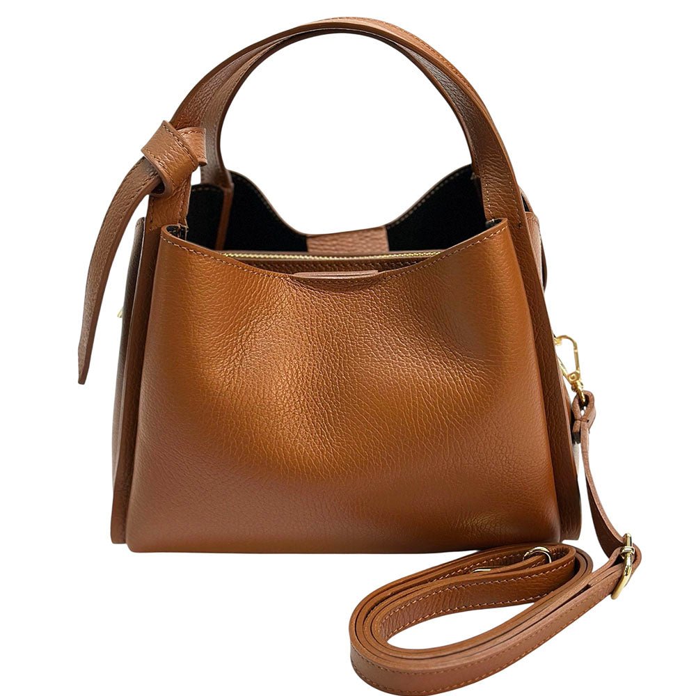 Vanessa Italian Leather Structured Handbag - Leather Italiano