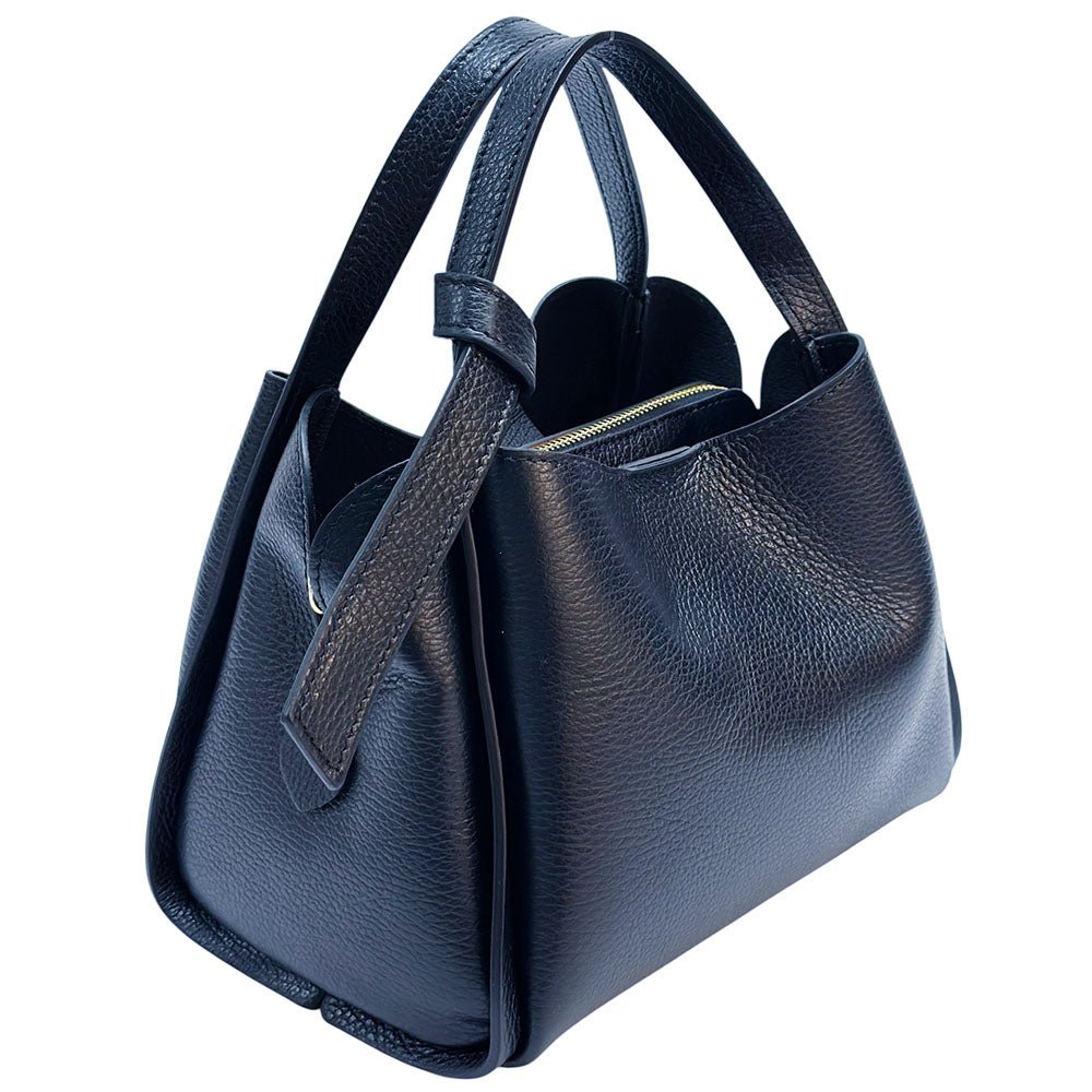Vanessa Italian Leather Structured Handbag - Leather Italiano