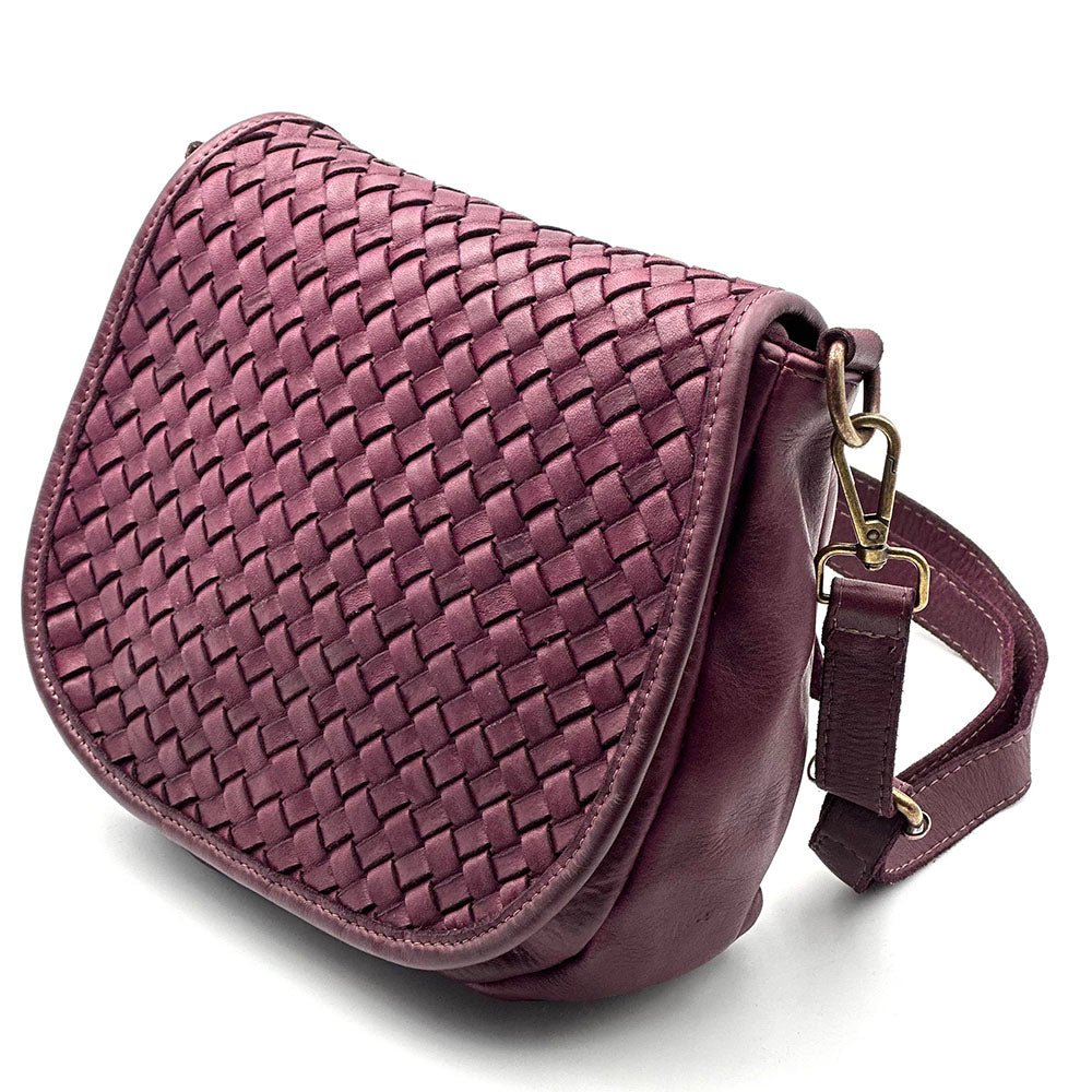 Velisia Woven Cow Leather Saddle Bag - Leather Italiano