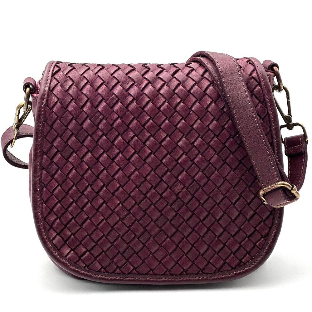 Velisia Woven Cow Leather Saddle Bag - Leather Italiano
