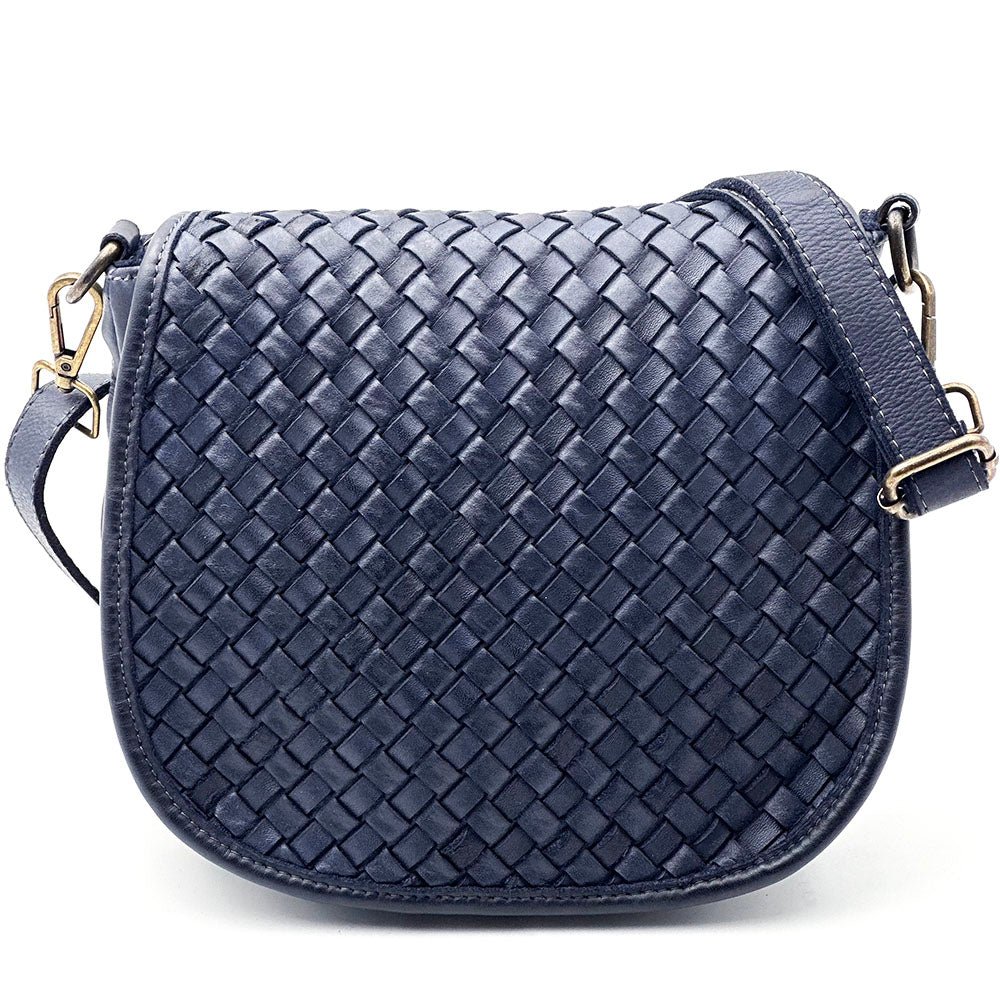 Velisia Woven Cow Leather Saddle Bag - Leather Italiano