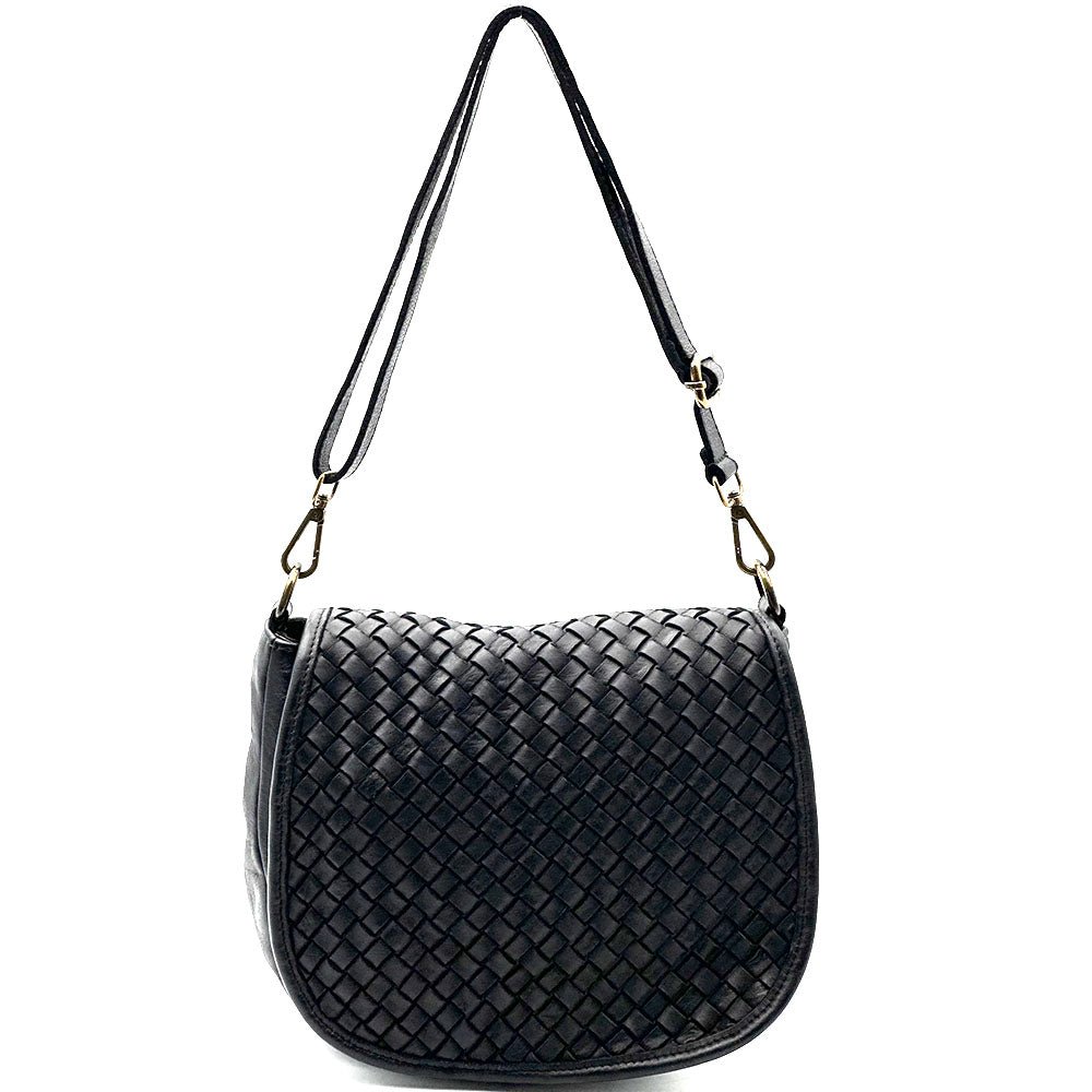 Velisia Woven Cow Leather Saddle Bag - Leather Italiano