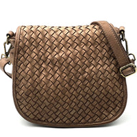 Velisia Woven Cow Leather Saddle Bag - Leather Italiano