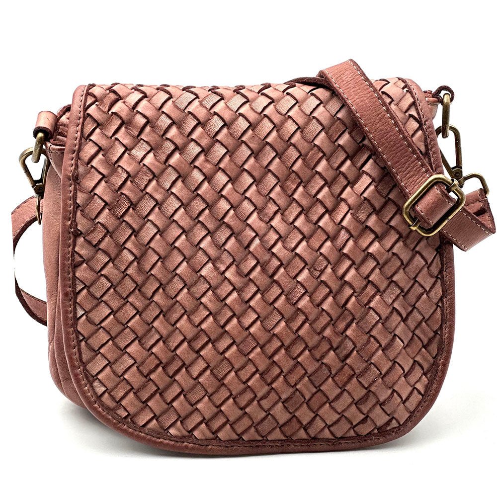 Velisia Woven Cow Leather Saddle Bag - Leather Italiano