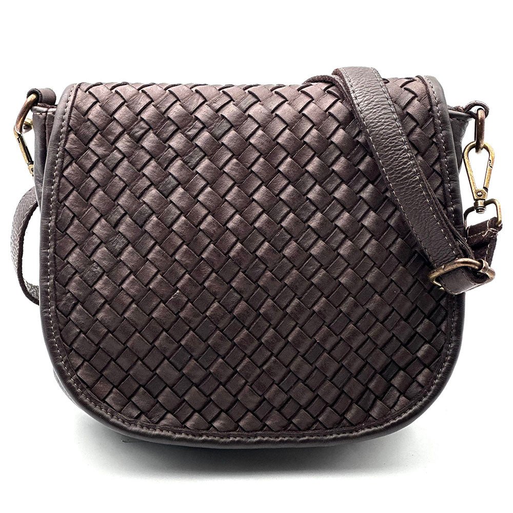 Velisia Woven Cow Leather Saddle Bag - Leather Italiano