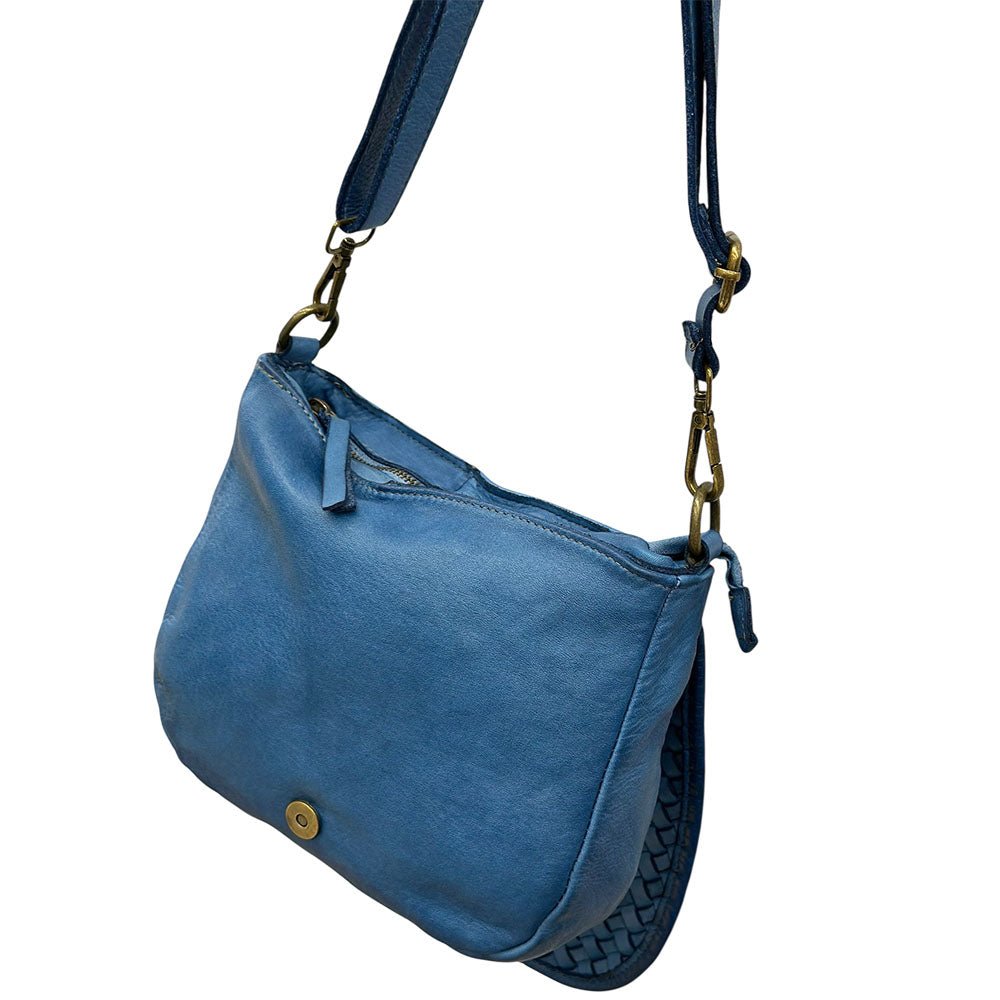 Velisia Woven Cow Leather Saddle Bag - Leather Italiano