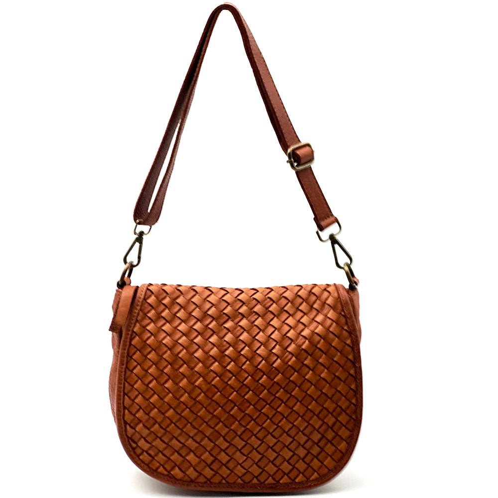 Velisia Woven Cow Leather Saddle Bag - Leather Italiano