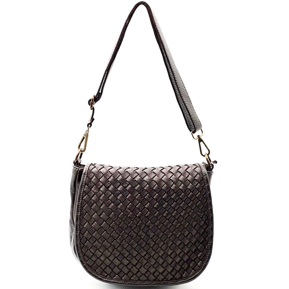 Velisia Woven Cow Leather Saddle Bag - Leather Italiano