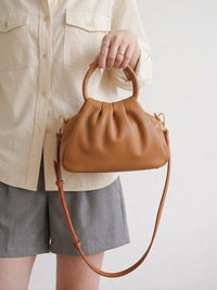 Velmora Italian Leather Handbag - Sculpted Top Handle Design - Leather Italiano