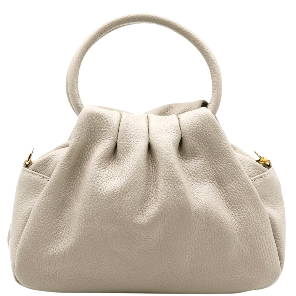 Velmora Italian Leather Handbag - Sculpted Top Handle Design - Leather Italiano