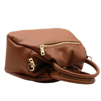 Velmora Italian Leather Handbag - Sculpted Top Handle Design - Leather Italiano