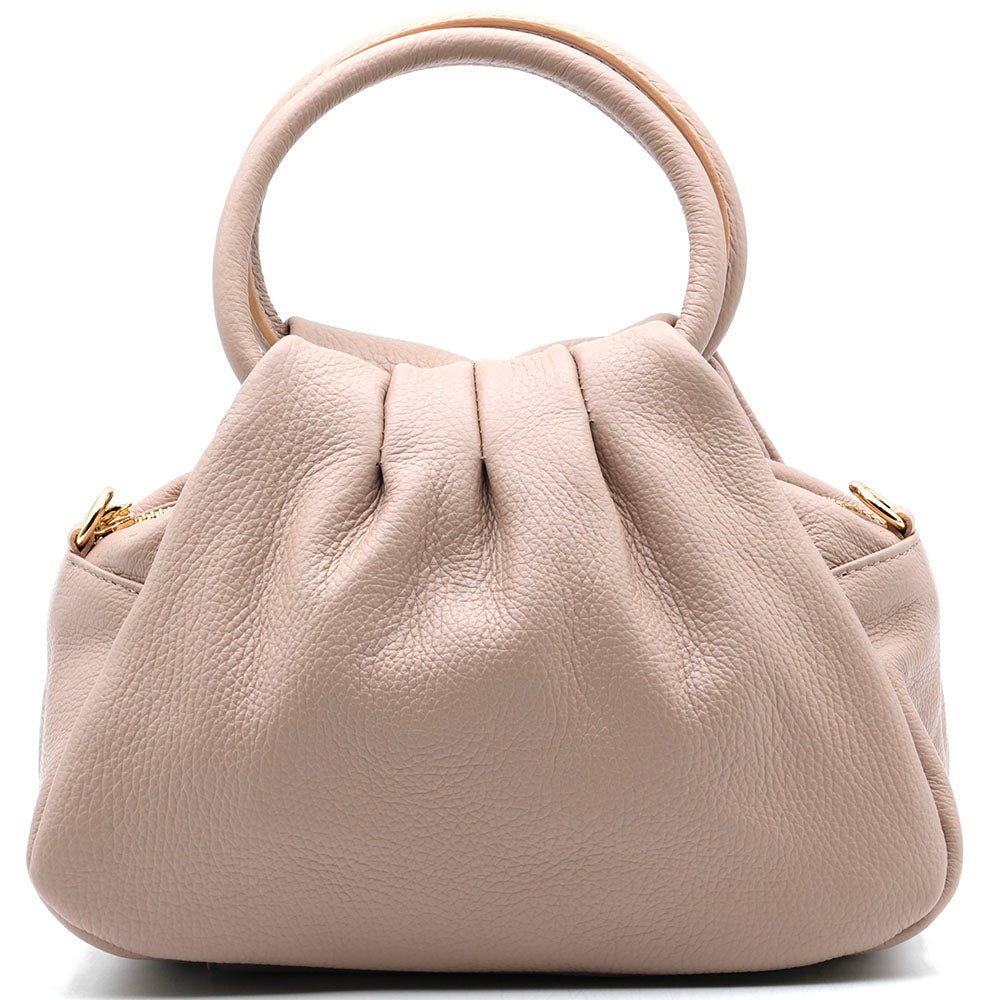 Velmora Italian Leather Handbag - Sculpted Top Handle Design - Leather Italiano