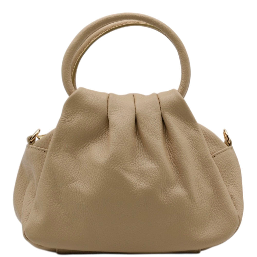Velmora Italian Leather Handbag - Sculpted Top Handle Design - Leather Italiano