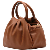 Velmora Italian Leather Handbag - Sculpted Top Handle Design - Leather Italiano